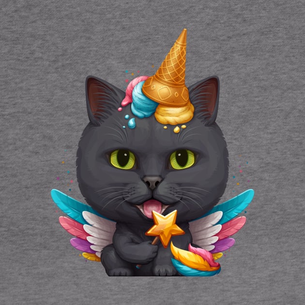 Black Cat Ice Cream Unicorn by stonemask